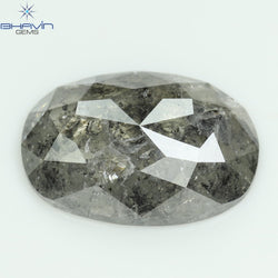 2.53 CT, 0val Shape Natural Loose Diamond, Black Gray (Salt And Pepper)Color, Clarity I3 (11.76 MM)