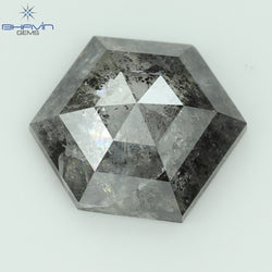 1.13 CT, Hexagon Shape Natural Loose Diamond, Black Gray (Salt And Pepper)Color, Clarity I3 (7.74 MM)
