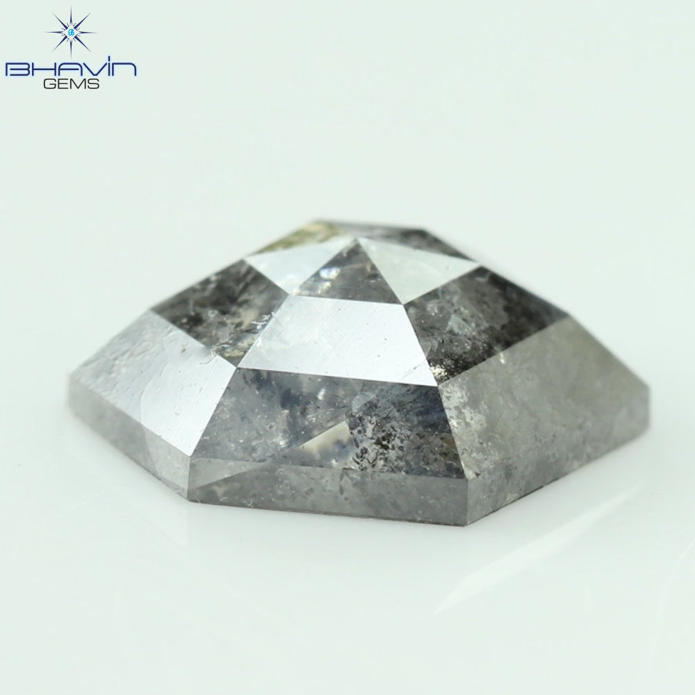 1.13 CT, Hexagon Shape Natural Loose Diamond, Black Gray (Salt And Pepper)Color, Clarity I3 (7.74 MM)