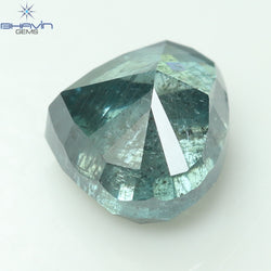 0.57 CT, Heart Diamond, Green Color, Blue Color, Clarity I3