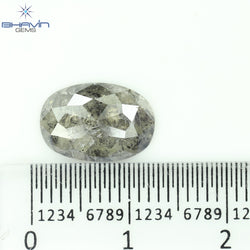 2.53 CT, 0val Shape Natural Loose Diamond, Black Gray (Salt And Pepper)Color, Clarity I3 (11.76 MM)