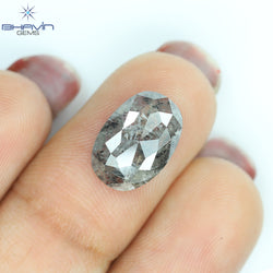 2.53 CT, 0val Shape Natural Loose Diamond, Black Gray (Salt And Pepper)Color, Clarity I3 (11.76 MM)