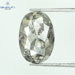 2.53 CT, 0val Shape Natural Loose Diamond, Black Gray (Salt And Pepper)Color, Clarity I3 (11.76 MM)