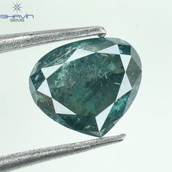 0.57 CT, Heart Diamond, Green Color, Blue Color, Clarity I3