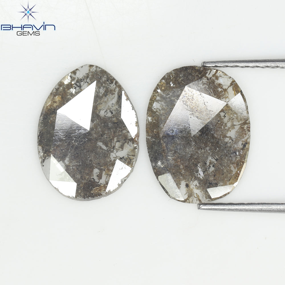 2.66 CT (2 Pcs) Slice Shape Natural Diamond Brown Color I3 Clarity (12.00 MM)