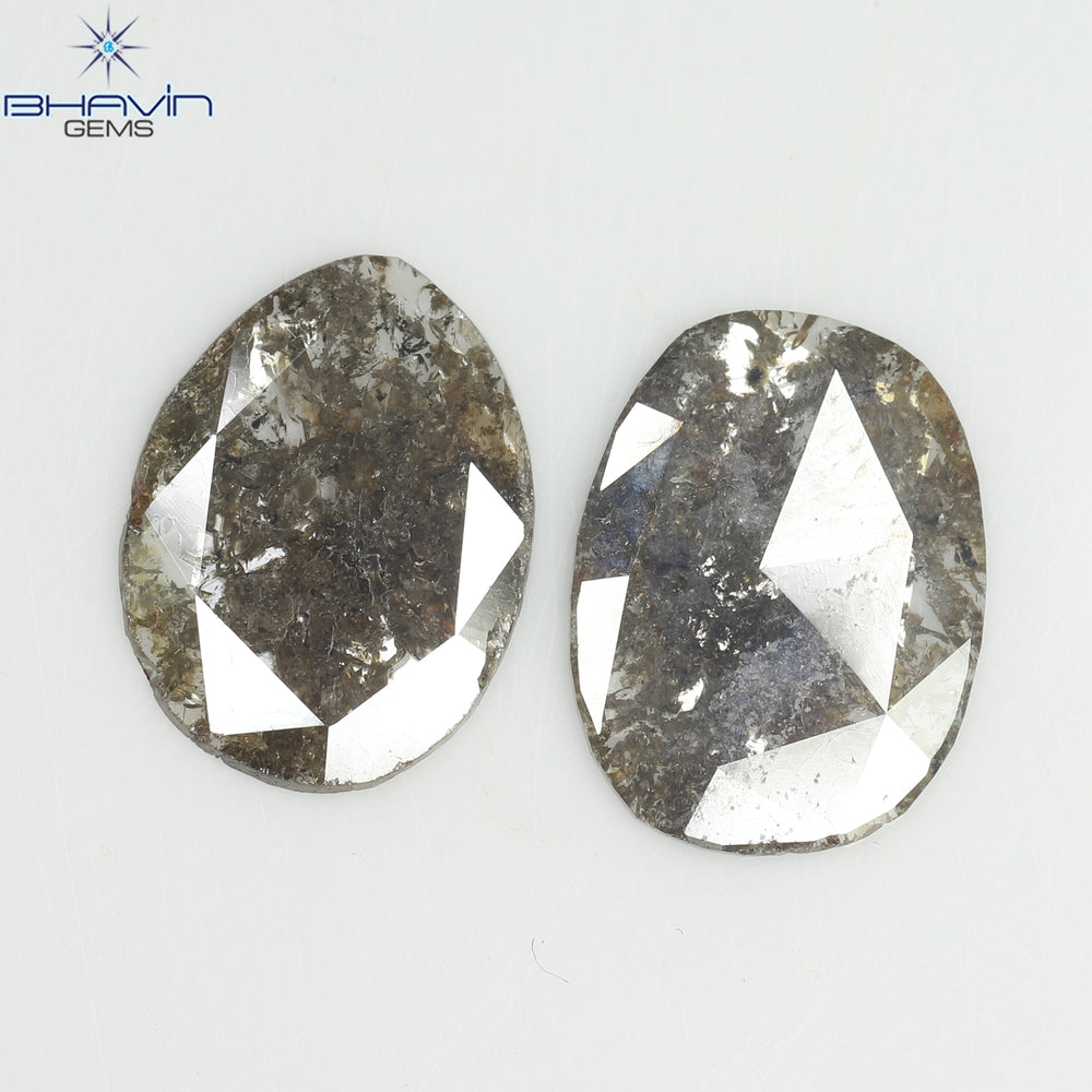2.66 CT (2 Pcs) Slice Shape Natural Diamond  Brown  Color  I3 Clarity (12.00 MM)