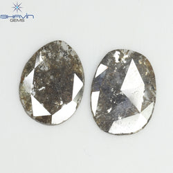 2.66 CT (2 Pcs) Slice Shape Natural Diamond  Brown  Color  I3 Clarity (12.00 MM)