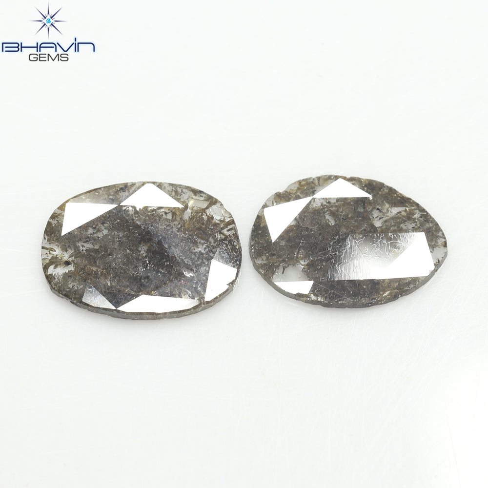 2.66 CT (2 Pcs) Slice Shape Natural Diamond  Brown  Color  I3 Clarity (12.00 MM)