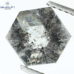 1.13 CT, Hexagon Shape Natural Loose Diamond, Black Gray (Salt And Pepper)Color, Clarity I3 (7.74 MM)
