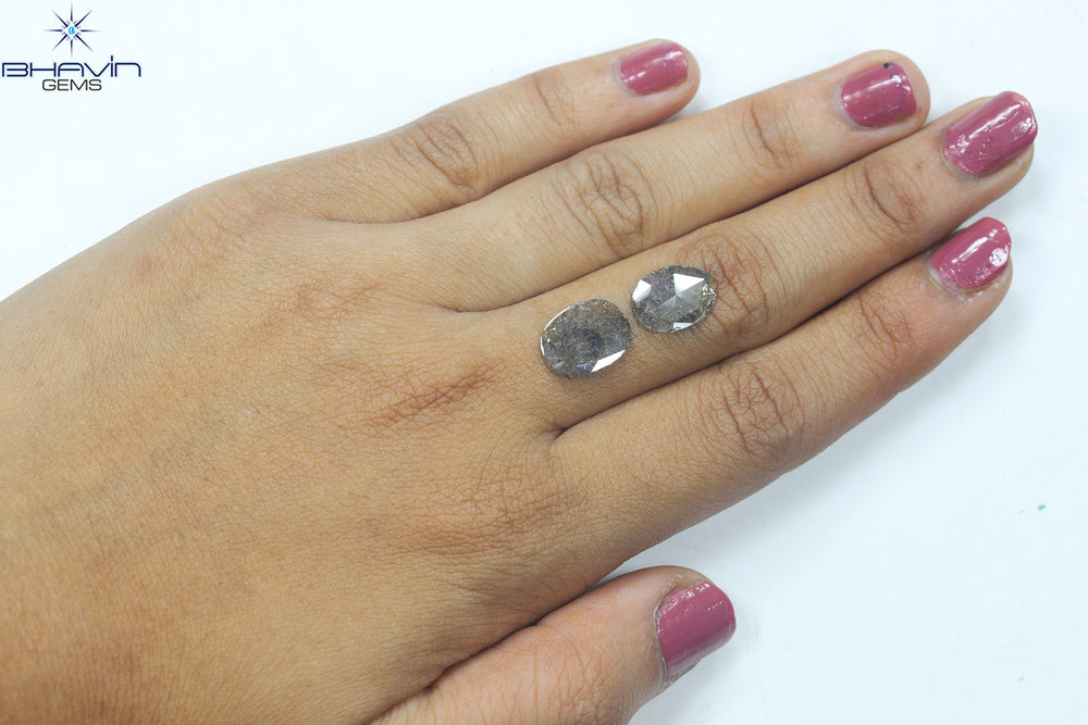 2.66 CT (2 Pcs) Slice Shape Natural Diamond  Brown  Color  I3 Clarity (12.00 MM)