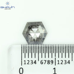 1.13 CT, Hexagon Shape Natural Loose Diamond, Black Gray (Salt And Pepper)Color, Clarity I3 (7.74 MM)