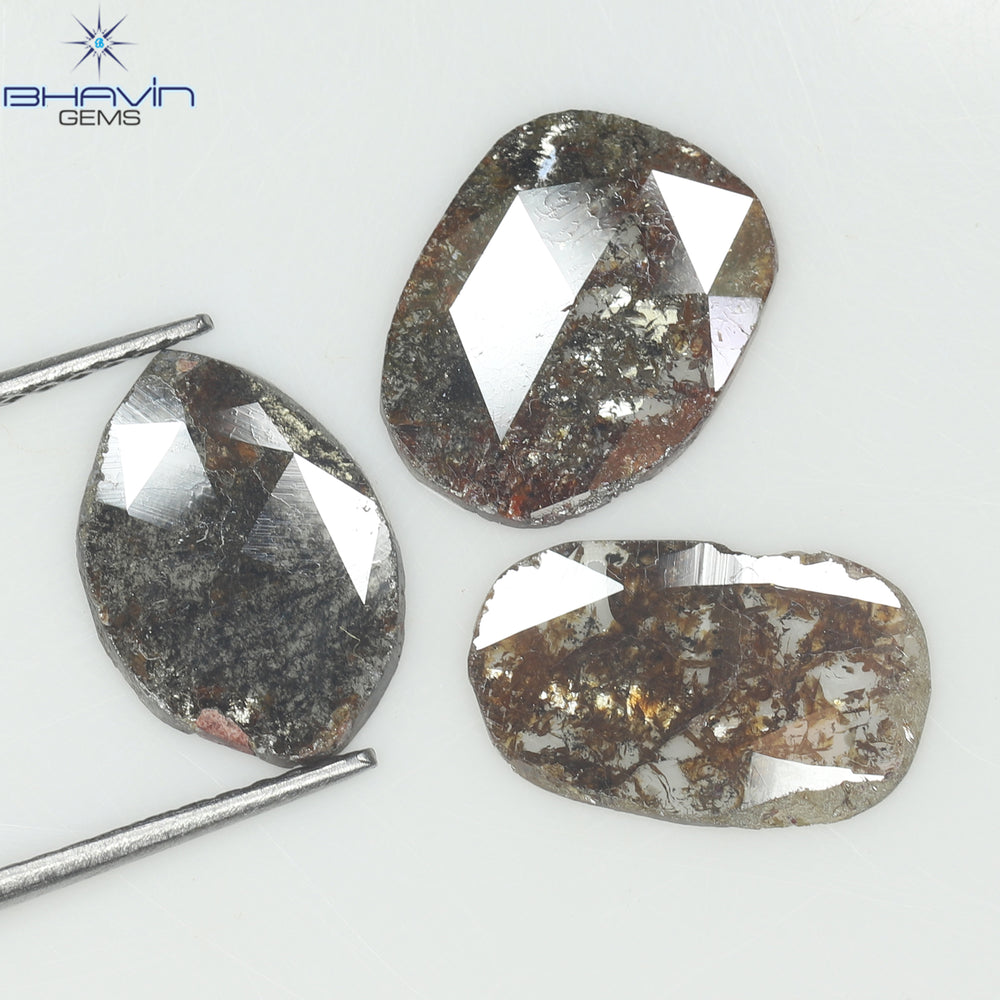 3.26 CT (3 Pcs) Mix Slice Shape Natural Diamond  Brown  Color  I3 Clarity (11.57 MM)