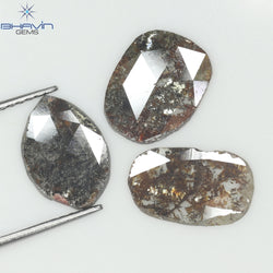 3.26 CT (3 Pcs) Mix Slice Shape Natural Diamond  Brown  Color  I3 Clarity (11.57 MM)