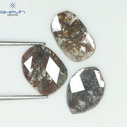 3.26 CT (3 Pcs) Mix Slice Shape Natural Diamond  Brown  Color  I3 Clarity (11.57 MM)