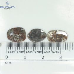 3.26 CT (3 Pcs) Mix Slice Shape Natural Diamond  Brown  Color  I3 Clarity (11.57 MM)