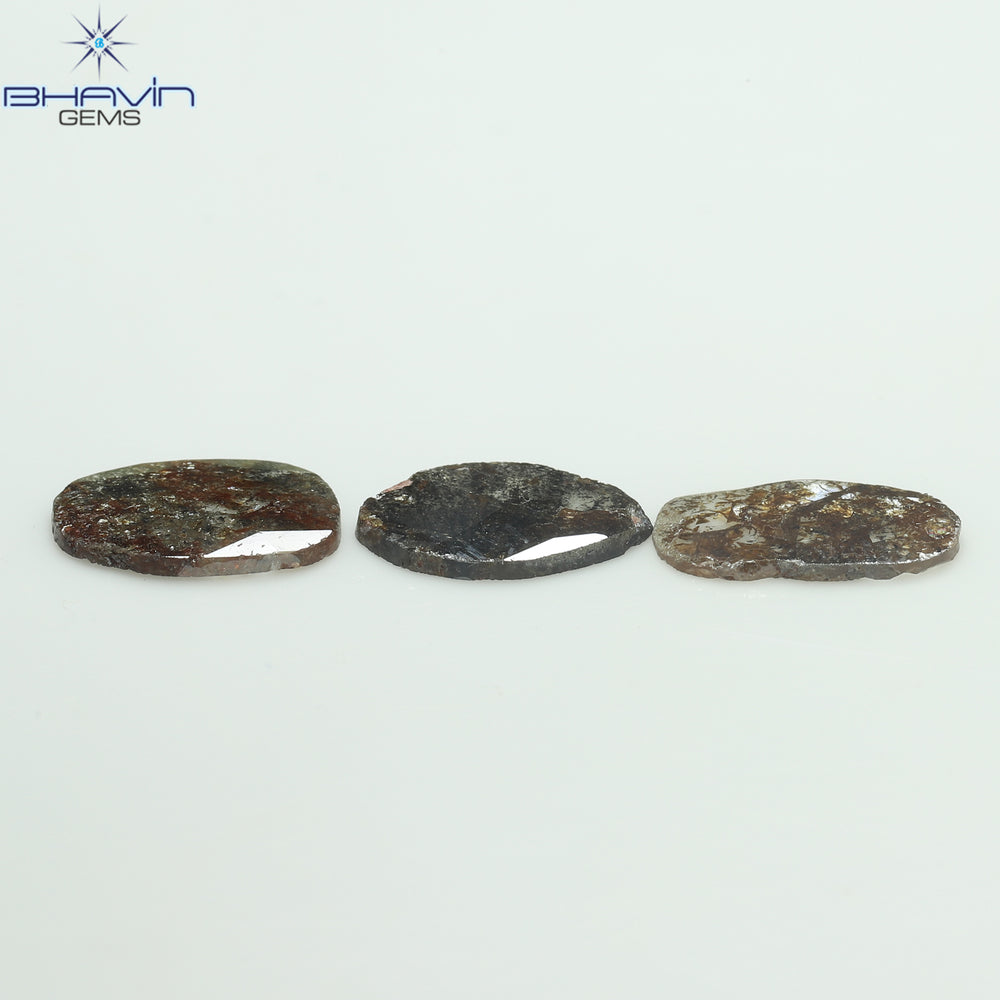 3.26 CT (3 Pcs) Mix Slice Shape Natural Diamond  Brown  Color  I3 Clarity (11.57 MM)