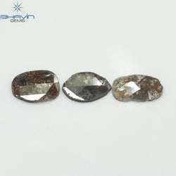 3.26 CT (3 Pcs) Mix Slice Shape Natural Diamond  Brown  Color  I3 Clarity (11.57 MM)