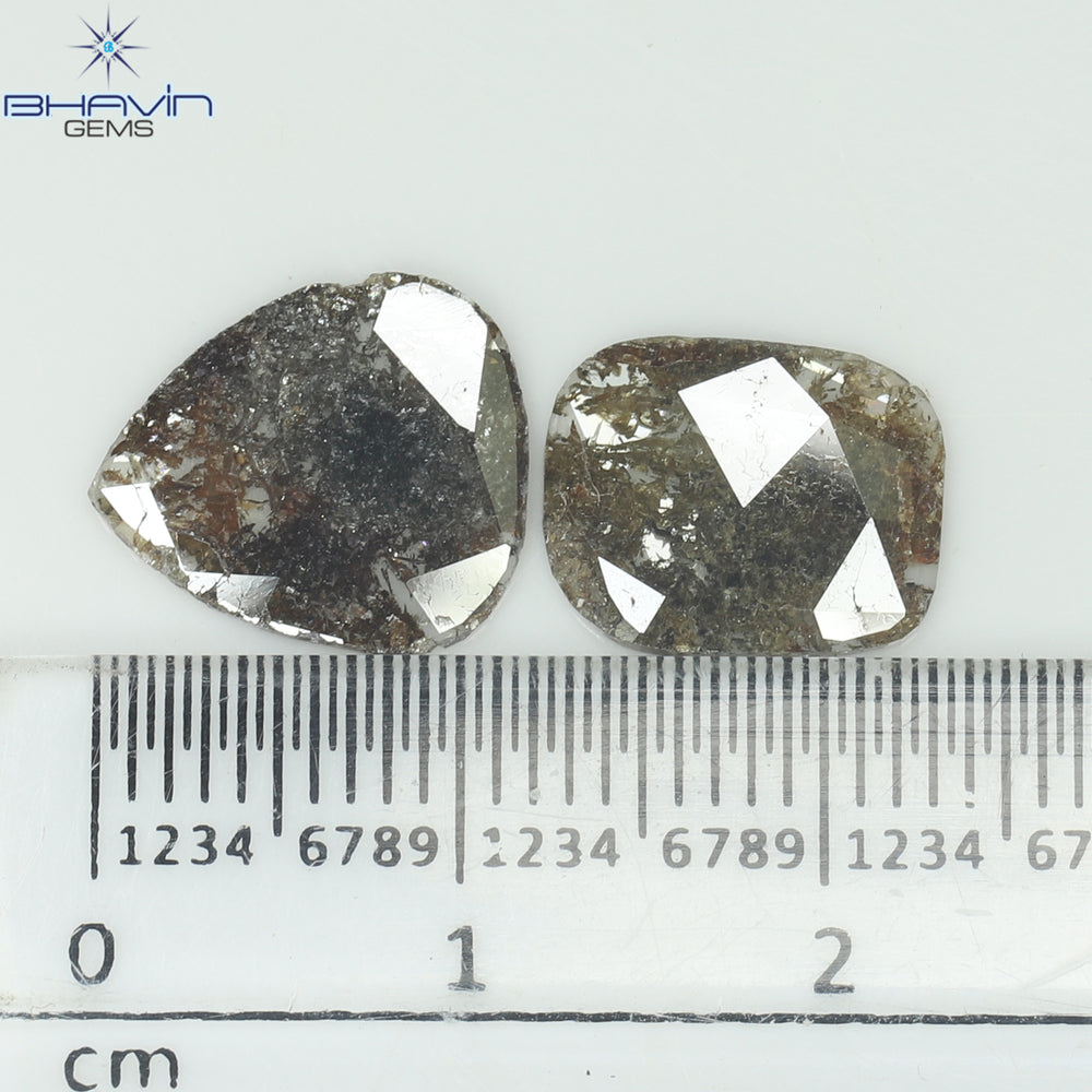 3.24 CT (2 Pcs) Slice Shape Natural Diamond  Brown  Color  I3 Clarity (12.23 MM)