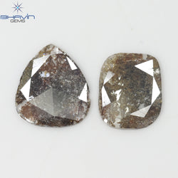 3.24 CT (2 Pcs) Slice Shape Natural Diamond  Brown  Color  I3 Clarity (12.23 MM)