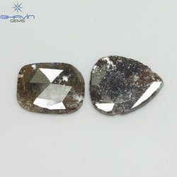3.24 CT (2 Pcs) Slice Shape Natural Diamond  Brown  Color  I3 Clarity (12.23 MM)
