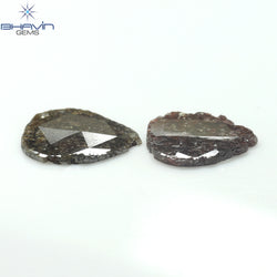 2.75 CT (2 Pcs) Pear Slice Shape Natural Diamond  Brown  Color I3 Clarity (11.55 MM)