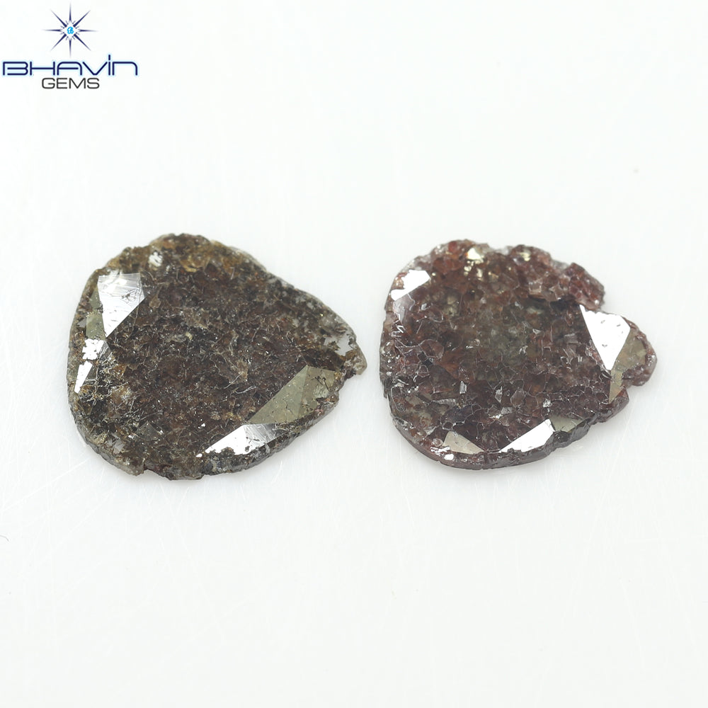2.75 CT (2 Pcs) Pear Slice Shape Natural Diamond  Brown  Color I3 Clarity (11.55 MM)