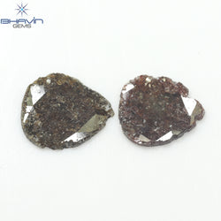 2.75 CT (2 Pcs) Pear Slice Shape Natural Diamond  Brown  Color I3 Clarity (11.55 MM)