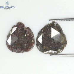 2.75 CT (2 Pcs) Pear Slice Shape Natural Diamond  Brown  Color I3 Clarity (11.55 MM)