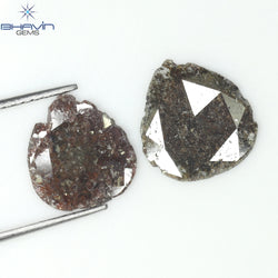 2.75 CT (2 Pcs) Pear Slice Shape Natural Diamond  Brown  Color I3 Clarity (11.55 MM)