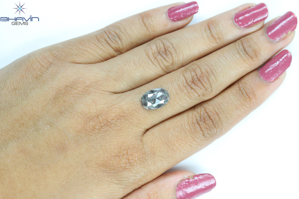 2.53 CT, 0val Shape Natural Loose Diamond, Black Gray (Salt And Pepper)Color, Clarity I3 (11.76 MM)
