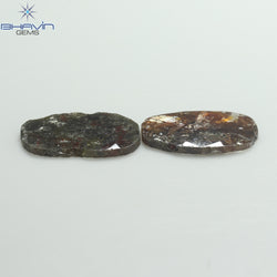 3.53 CT (2 Pcs) Oval Slice Shape Natural Diamond  Brown  Color I3 Clarity (13.50 MM)