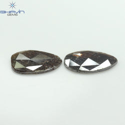 2.45 CT (2 Pcs) Pear Slice Shape Natural Diamond  Brown  Color I3 Clarity (11.16 MM)