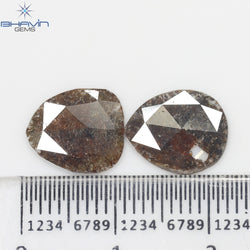 2.45 CT (2 Pcs) Pear Slice Shape Natural Diamond  Brown  Color I3 Clarity (11.16 MM)