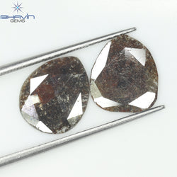 2.45 CT (2 Pcs) Pear Slice Shape Natural Diamond  Brown  Color I3 Clarity (11.16 MM)