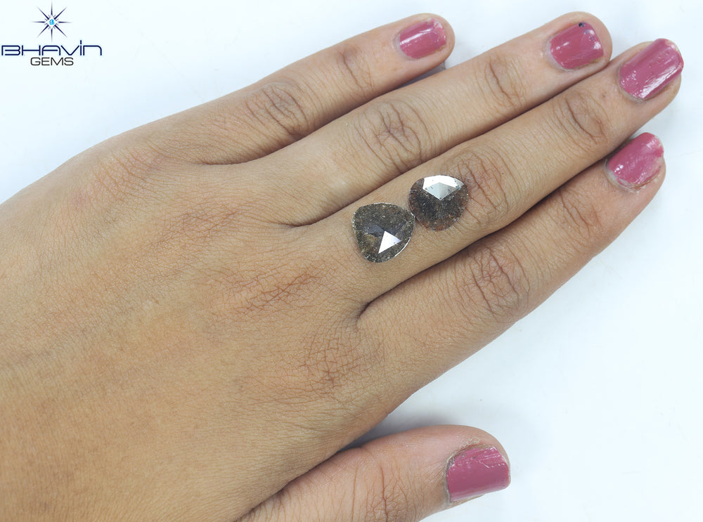 3.25 CT (2 Pcs) Pear Slice Shape Natural Diamond  Brown  Color I3 Clarity (11.72 MM)