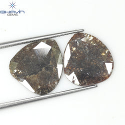 3.25 CT (2 Pcs) Pear Slice Shape Natural Diamond  Brown  Color I3 Clarity (11.72 MM)