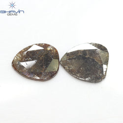 3.25 CT (2 Pcs) Pear Slice Shape Natural Diamond  Brown  Color I3 Clarity (11.72 MM)