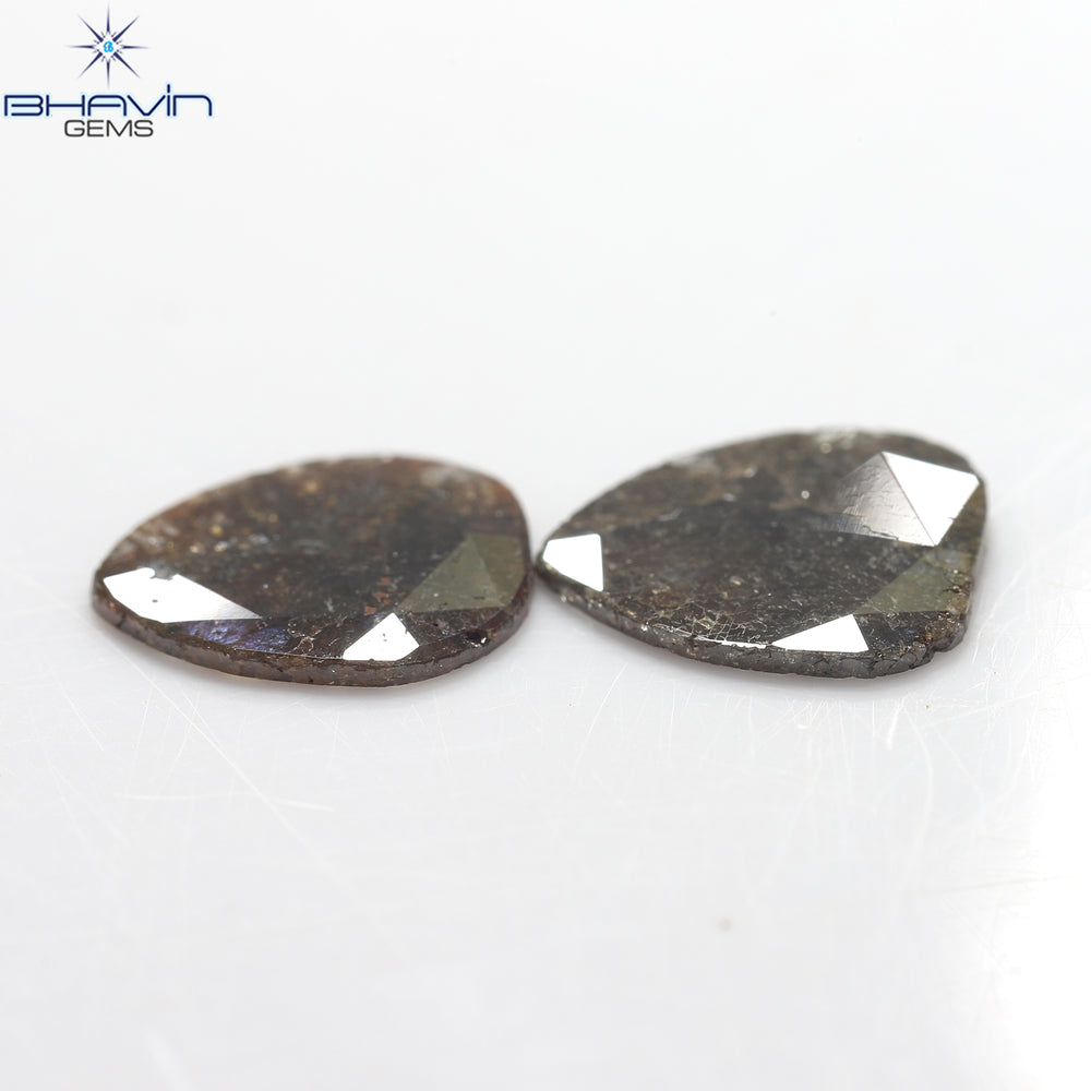3.25 CT (2 Pcs) Pear Slice Shape Natural Diamond  Brown  Color I3 Clarity (11.72 MM)
