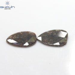 3.25 CT (2 Pcs) Pear Slice Shape Natural Diamond  Brown  Color I3 Clarity (11.72 MM)