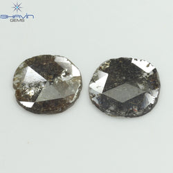 2.52 CT (2 Pcs) Round Slice Shape Natural Diamond  Brown Color I3 Clarity (9.78 MM)