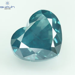 0.77 CT, Heart Diamond, Green Color, Blue Color, Clarity SI2