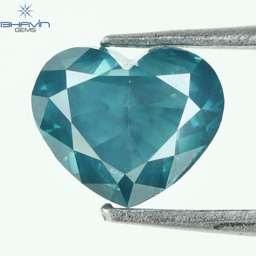 0.77 CT, Heart Diamond, Green Color, Blue Color, Clarity SI2