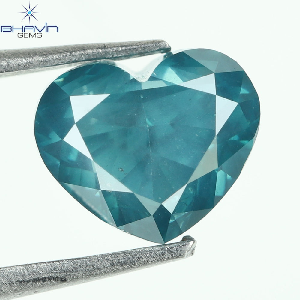 0.77 CT, Heart Diamond, Green Color, Blue Color, Clarity SI2