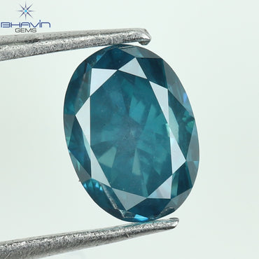 0.50 CT, Oval Diamond, Green Color, Blue Color ,Clarity VS2
