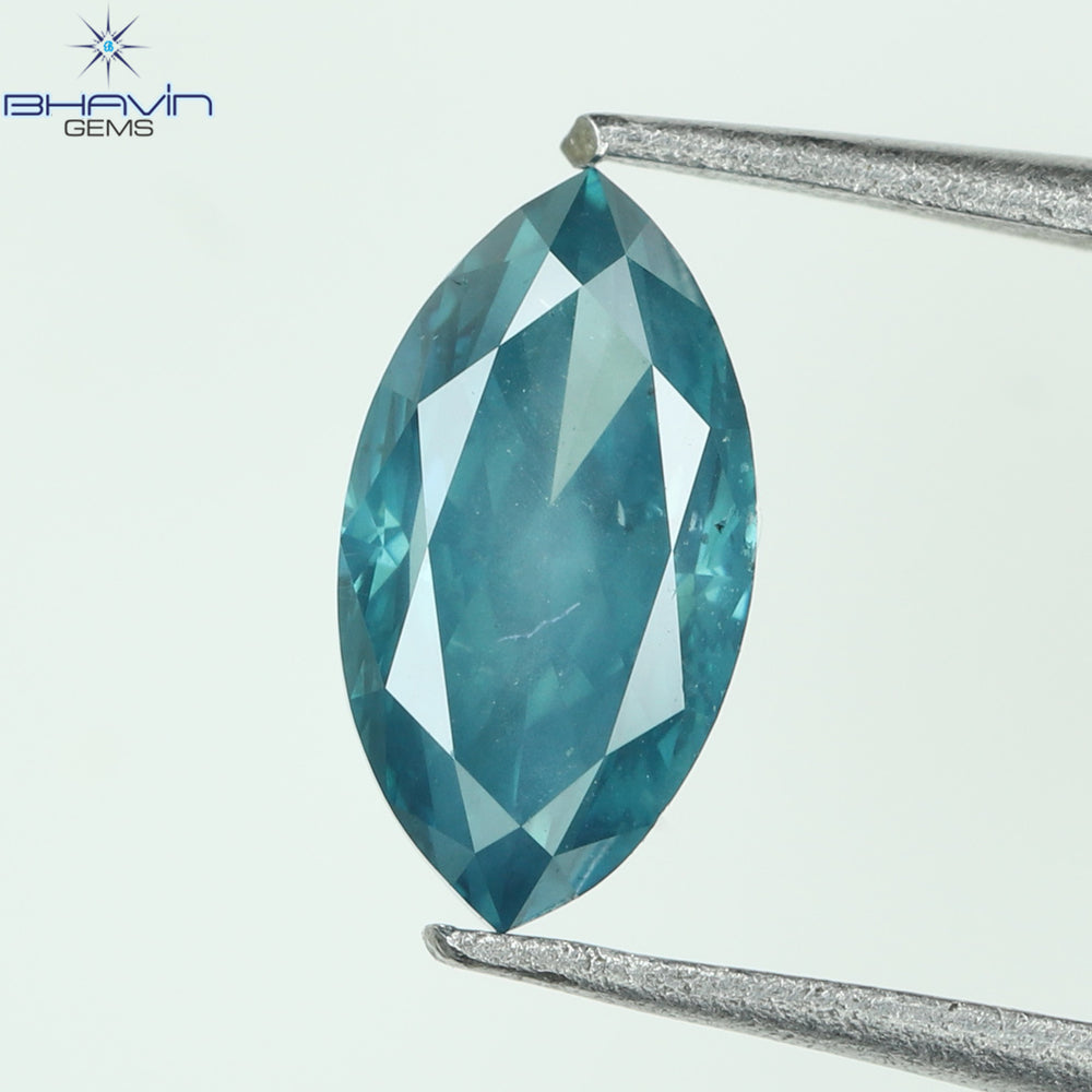 0.52 CT, Marquise Diamond, Green Color, Blue Color ,Clarity SI1