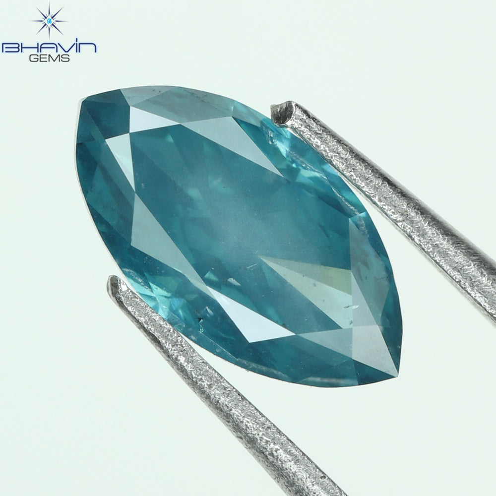 0.52 CT, Marquise Diamond, Green Color, Blue Color ,Clarity SI1