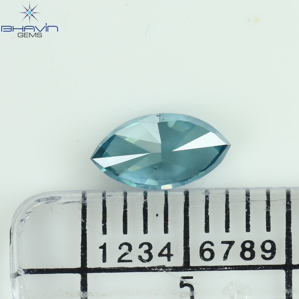 0.52 CT, Marquise Diamond, Green Color, Blue Color ,Clarity SI1