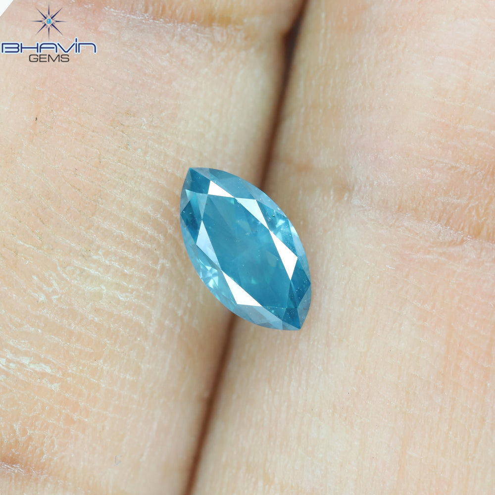 0.52 CT, Marquise Diamond, Green Color, Blue Color ,Clarity SI1