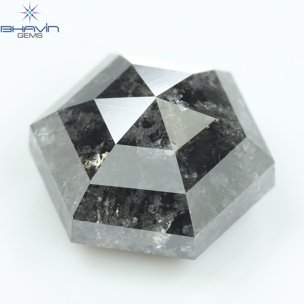 2.58 CT, Hexagon Diamond, Salt And Pepper Diamond, Clarity I3