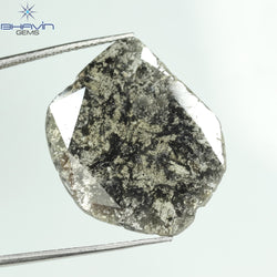 6.95 CT Slice Shape Natural Diamond Salt And Pepper Color I3 Clarity (21.77 MM)